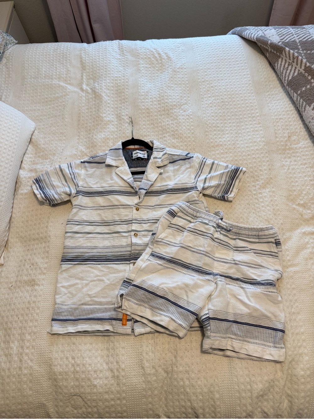 Boys Striped short sleeve linen short set